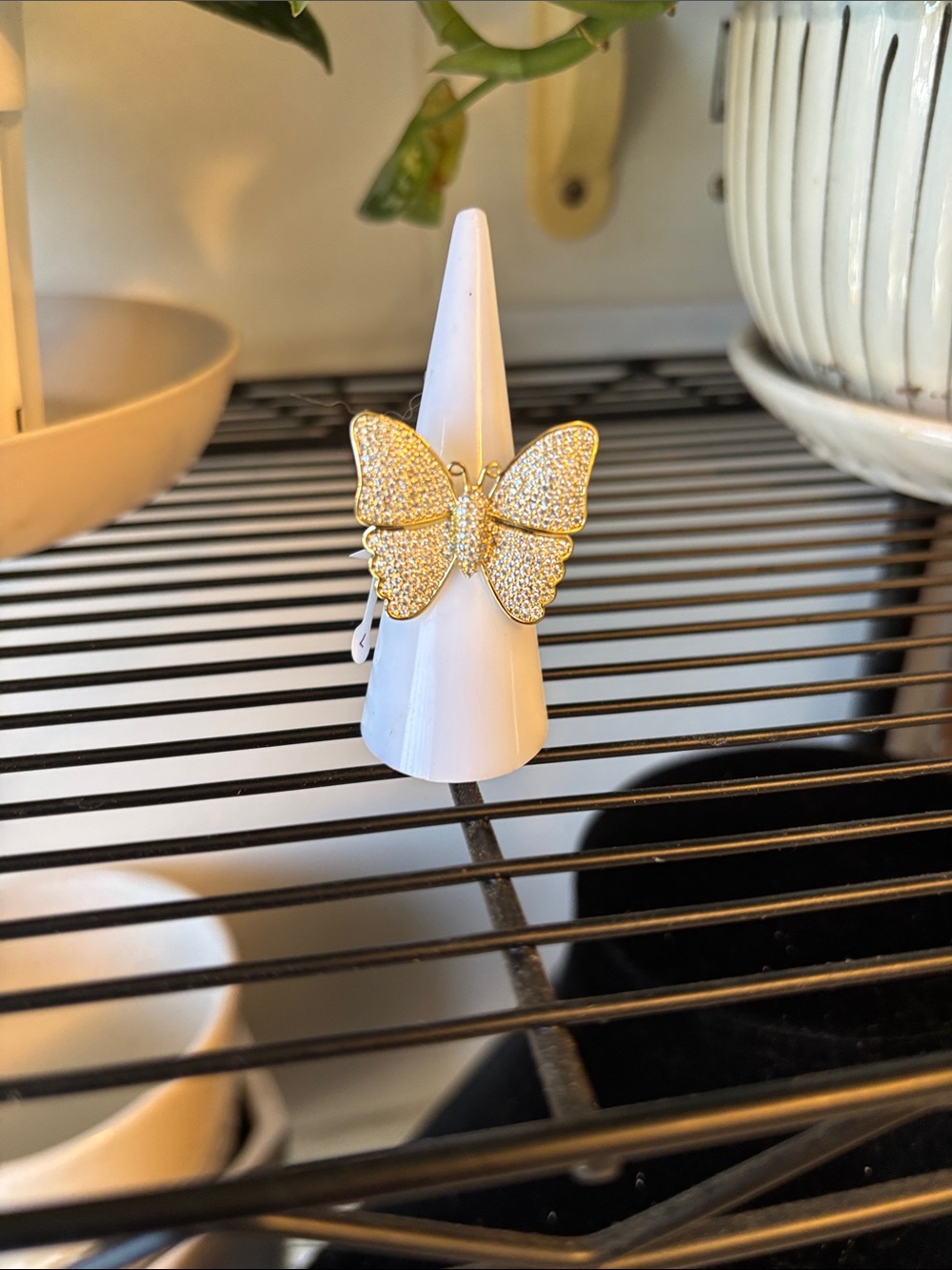Gold Pave Butterfly Ring